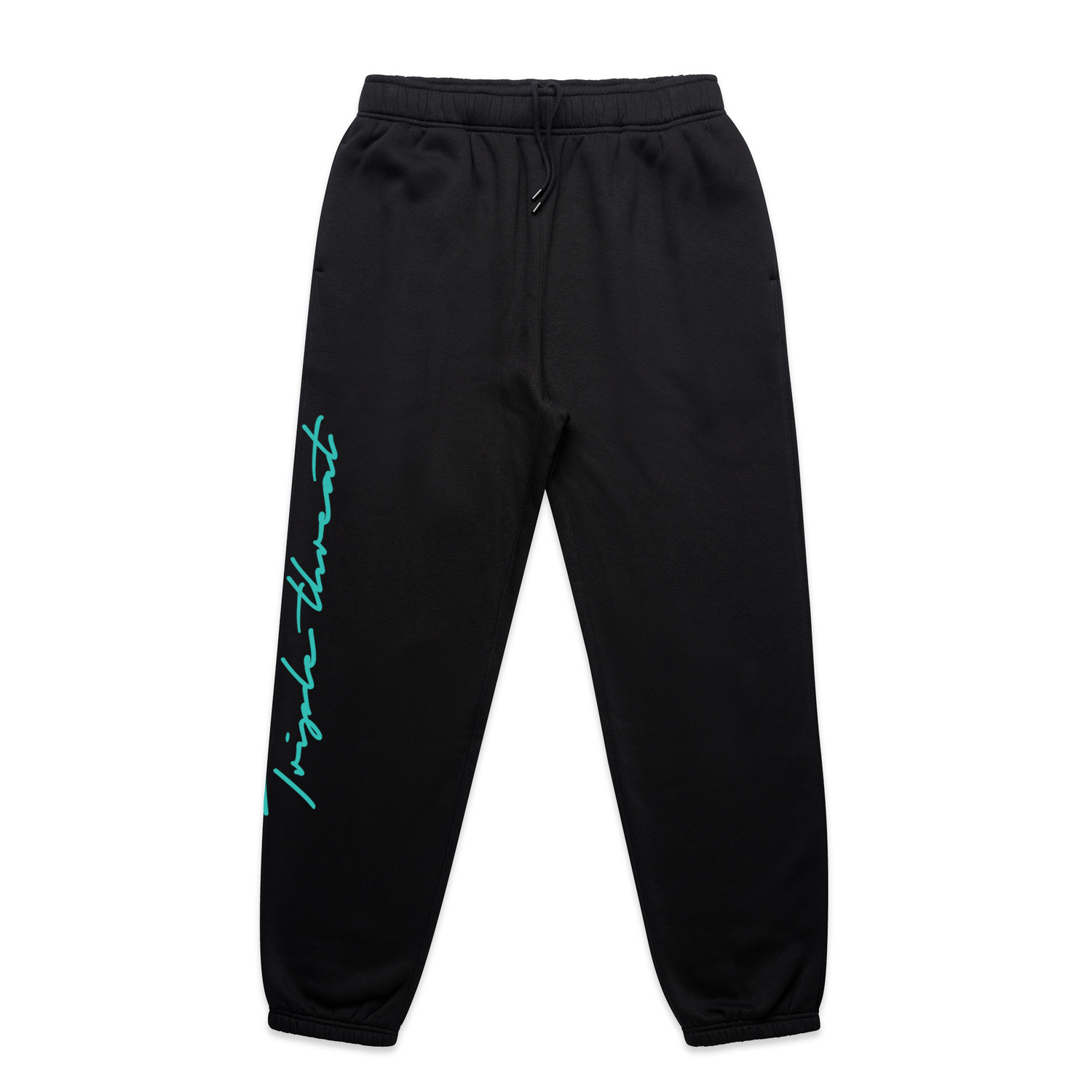 Kids Script Track Pants - Black/Mint