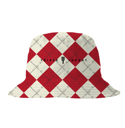 Triple Threat Diamond Bucket Hat - Red/Cream