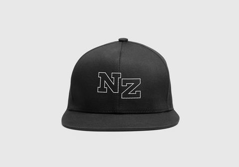 Embroidered NZ Snapback Cap - Black