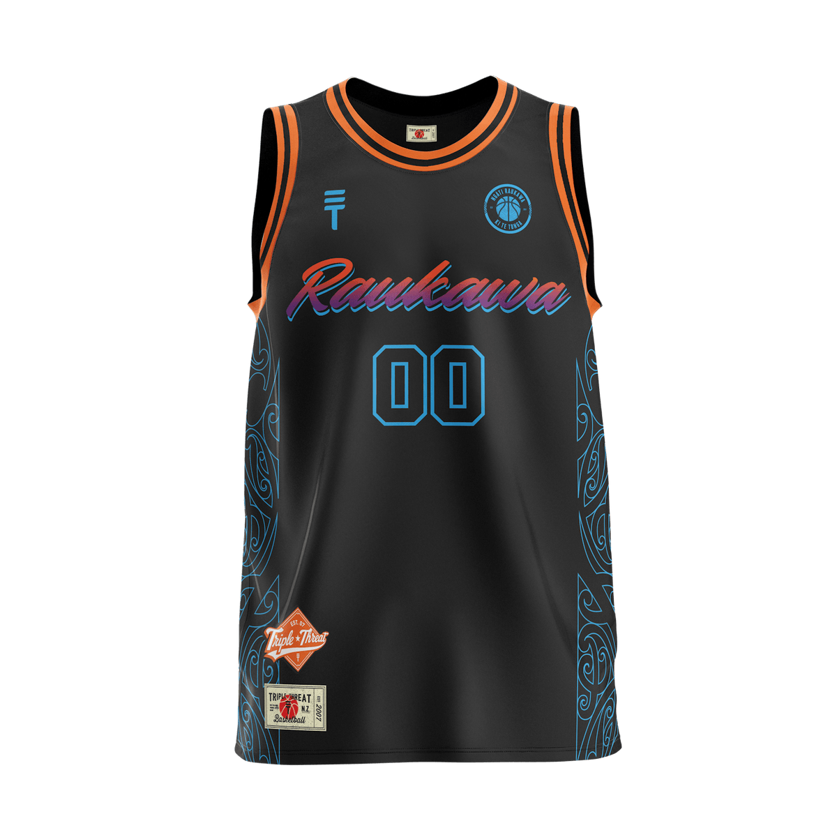 Black basketball jersey raukawa