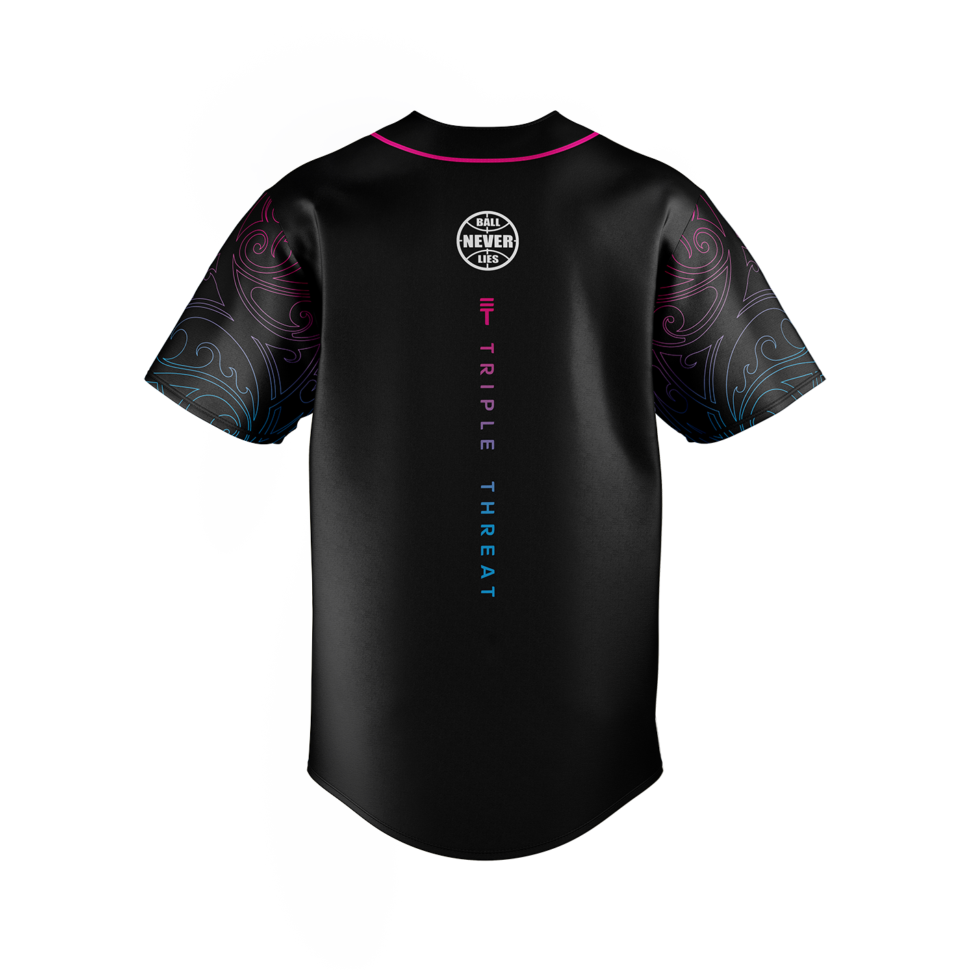 Black Baseball jersey with pink accents on a white background