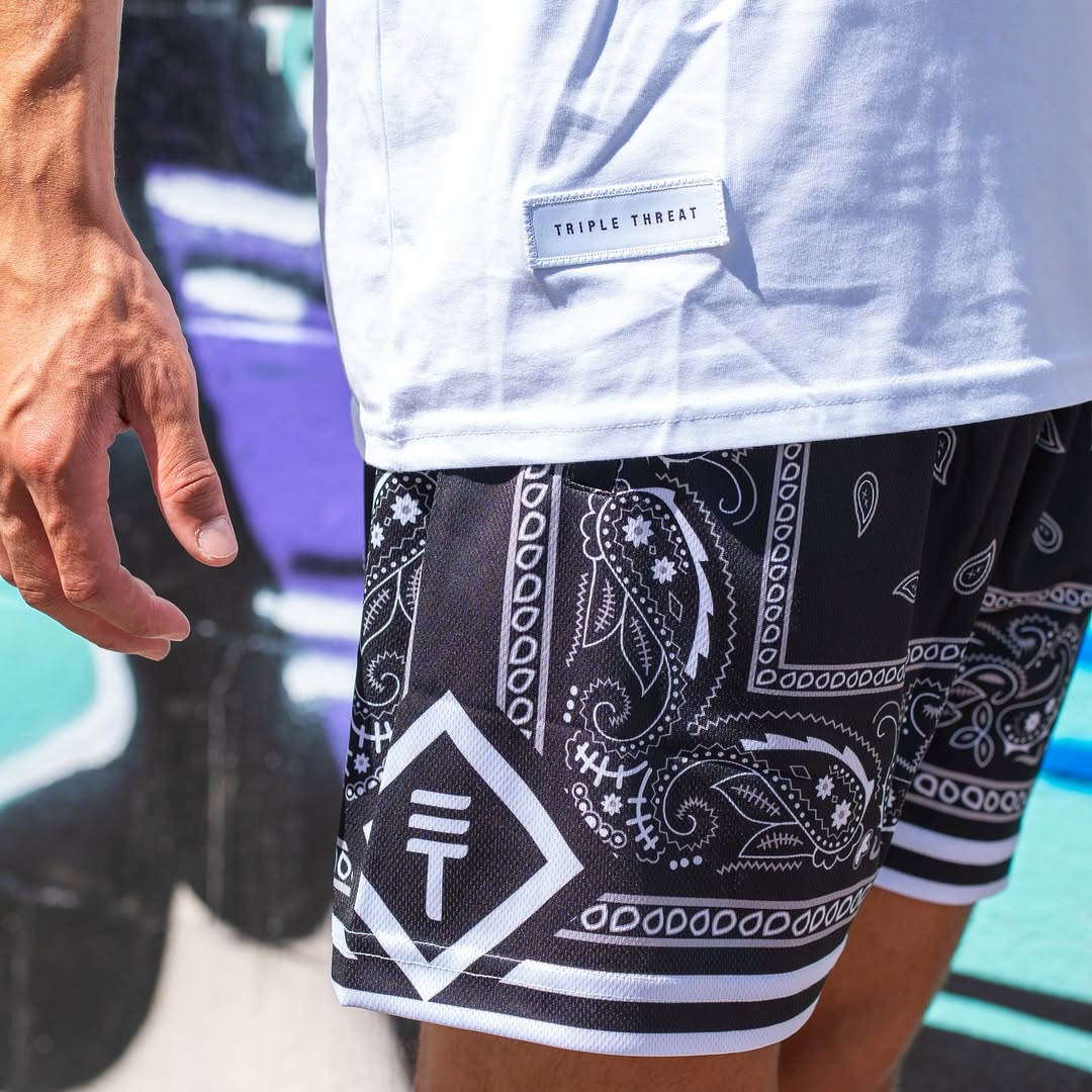Black Paisley Basketball Shorts