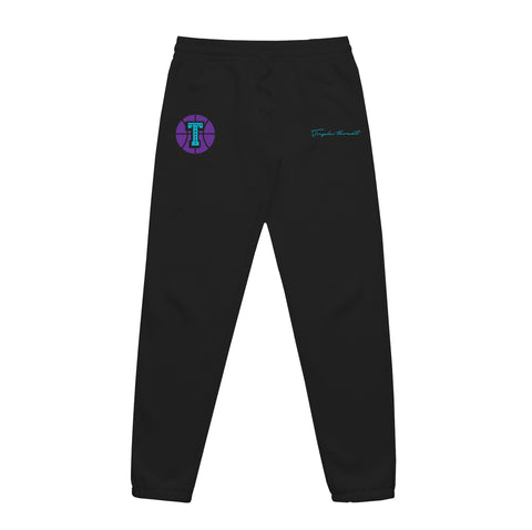 Embroidered Script Round Logo Track Pants - Black