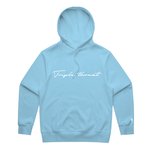 Embroidered script logo Hoodie - Blue