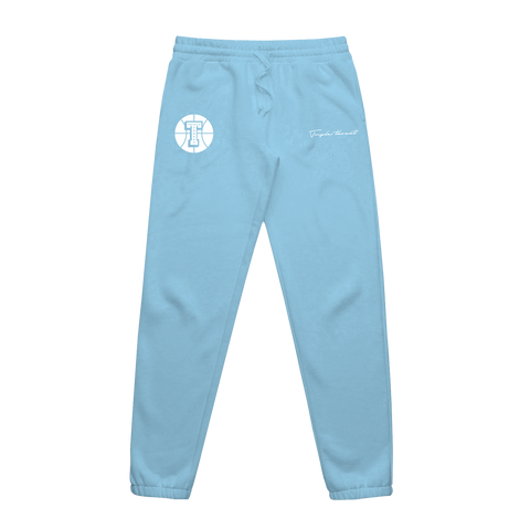Embroidered Script Round Logo Track Pants - Blue
