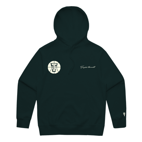 Embroidered round logo Hoodie - Green