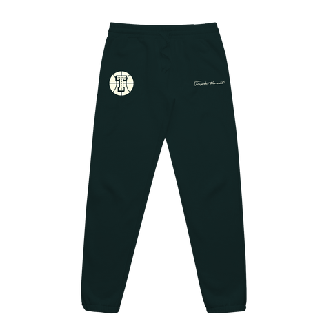 Embroidered Script Round Logo Track Pants - Green