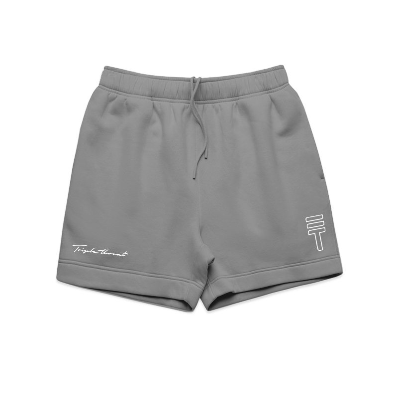 Script Fleece Shorts - Grey/White