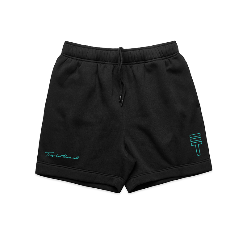 Kids Script Fleece Shorts - Black/Mint