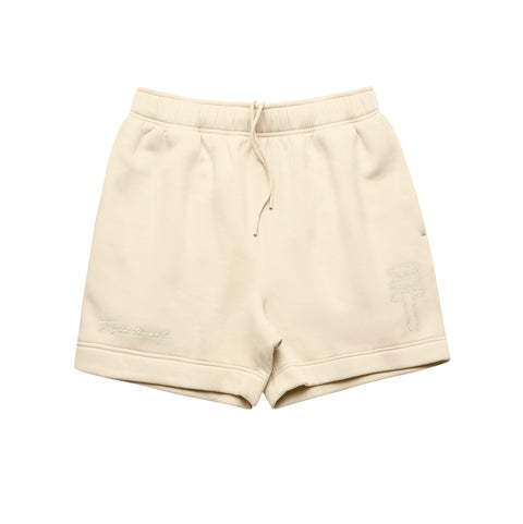 Fleece Shorts - Embroidered Logo - Cream