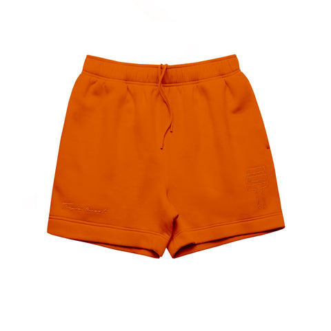 Fleece Shorts - Embroidered Logo - Orange