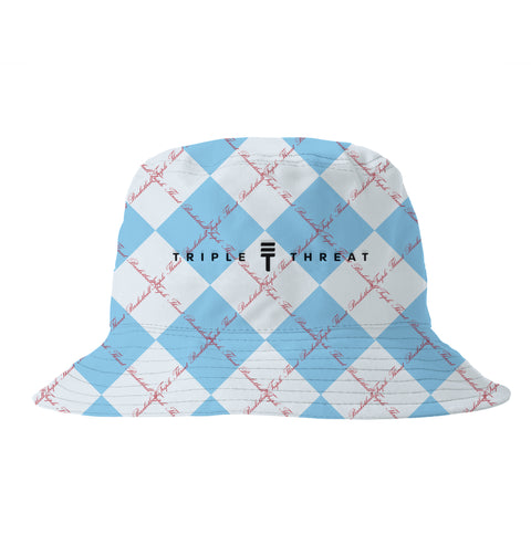 Triple Threat Diamond Bucket Hat - Blue/White