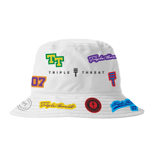 Triple Threat Logo Bucket Hat - White