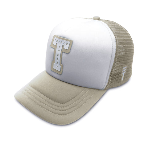 Triple Threat Block Trucker Hat - Tan