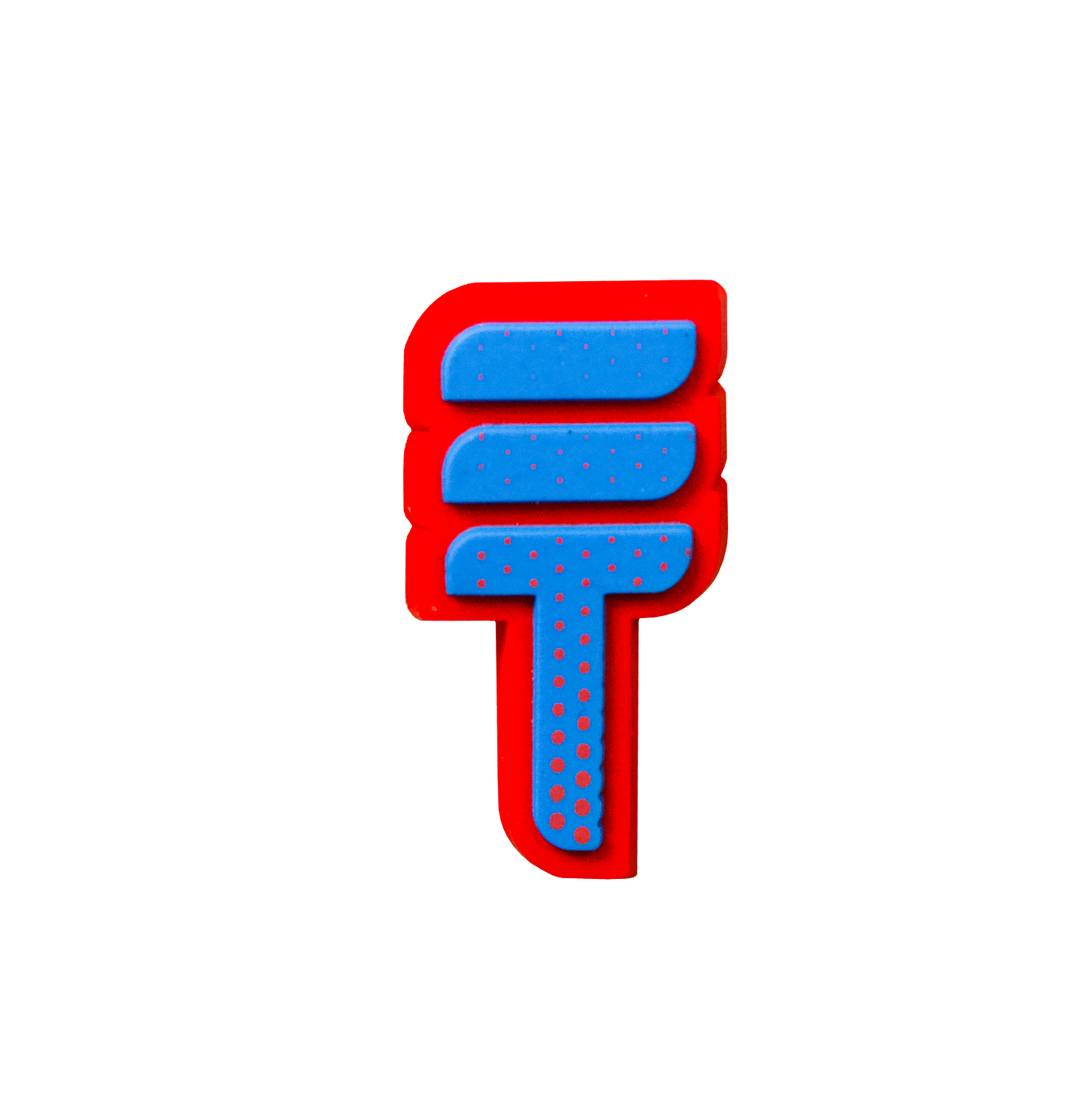 Red and blue Triple Threat logo shoe charm