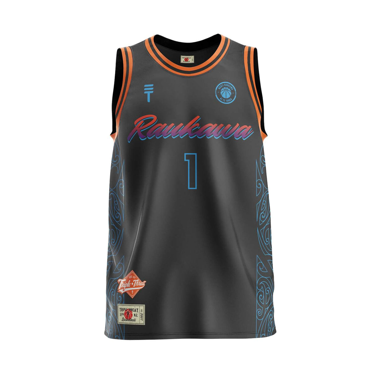 Raukawa black basketball singlet
