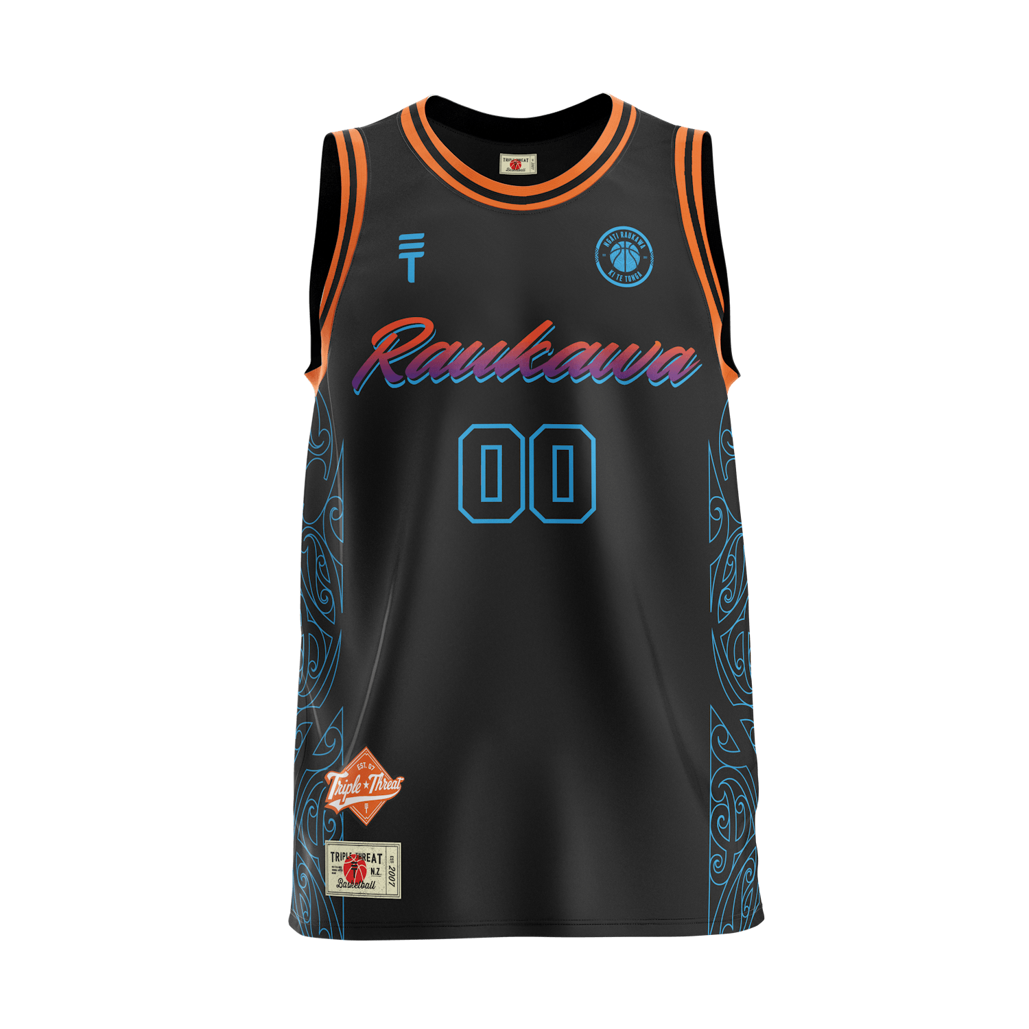 Black basketball jersey raukawa