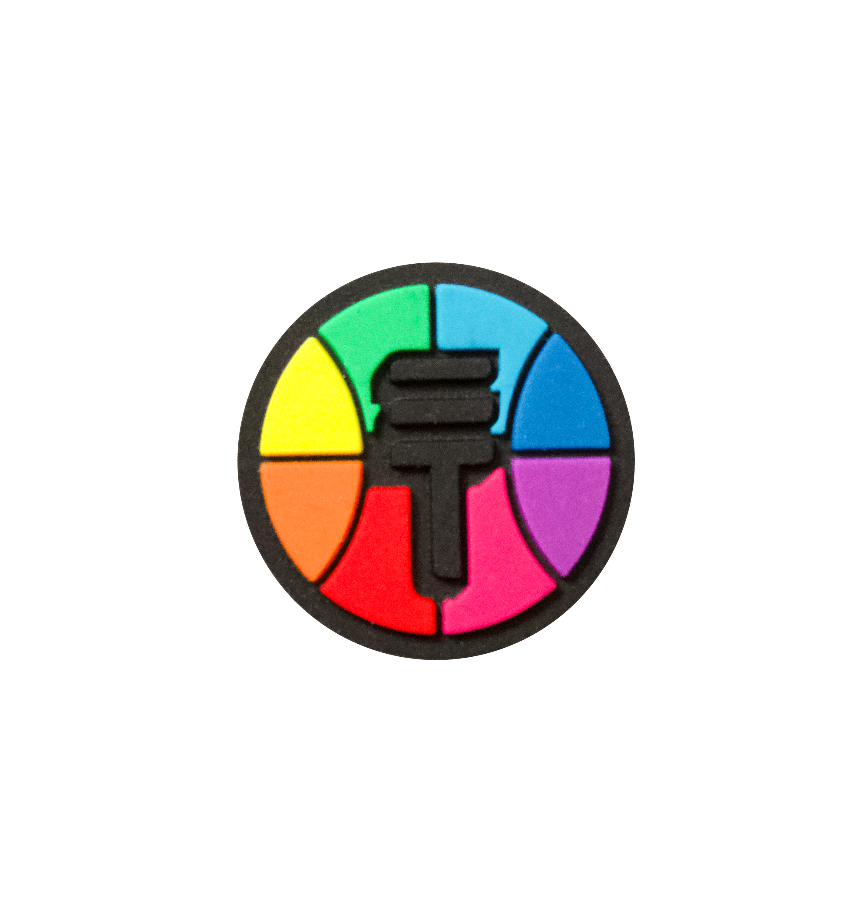 Triple Threat shoe charm multi coloured basketball with black Triple Threat logo
