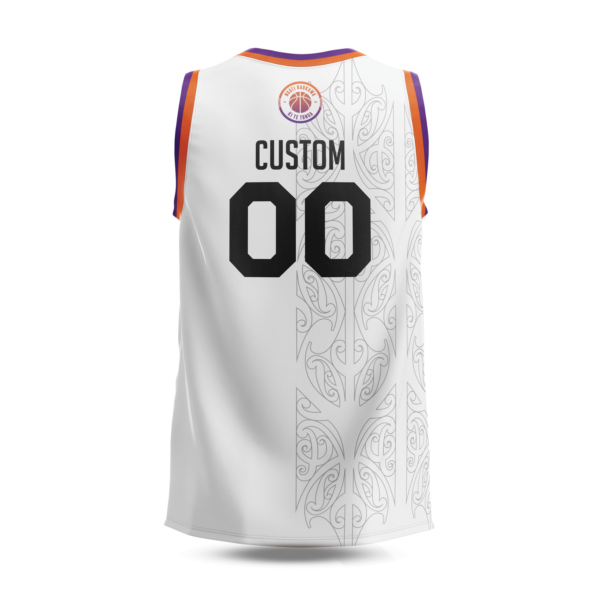 Back of white Raukawa singlet 