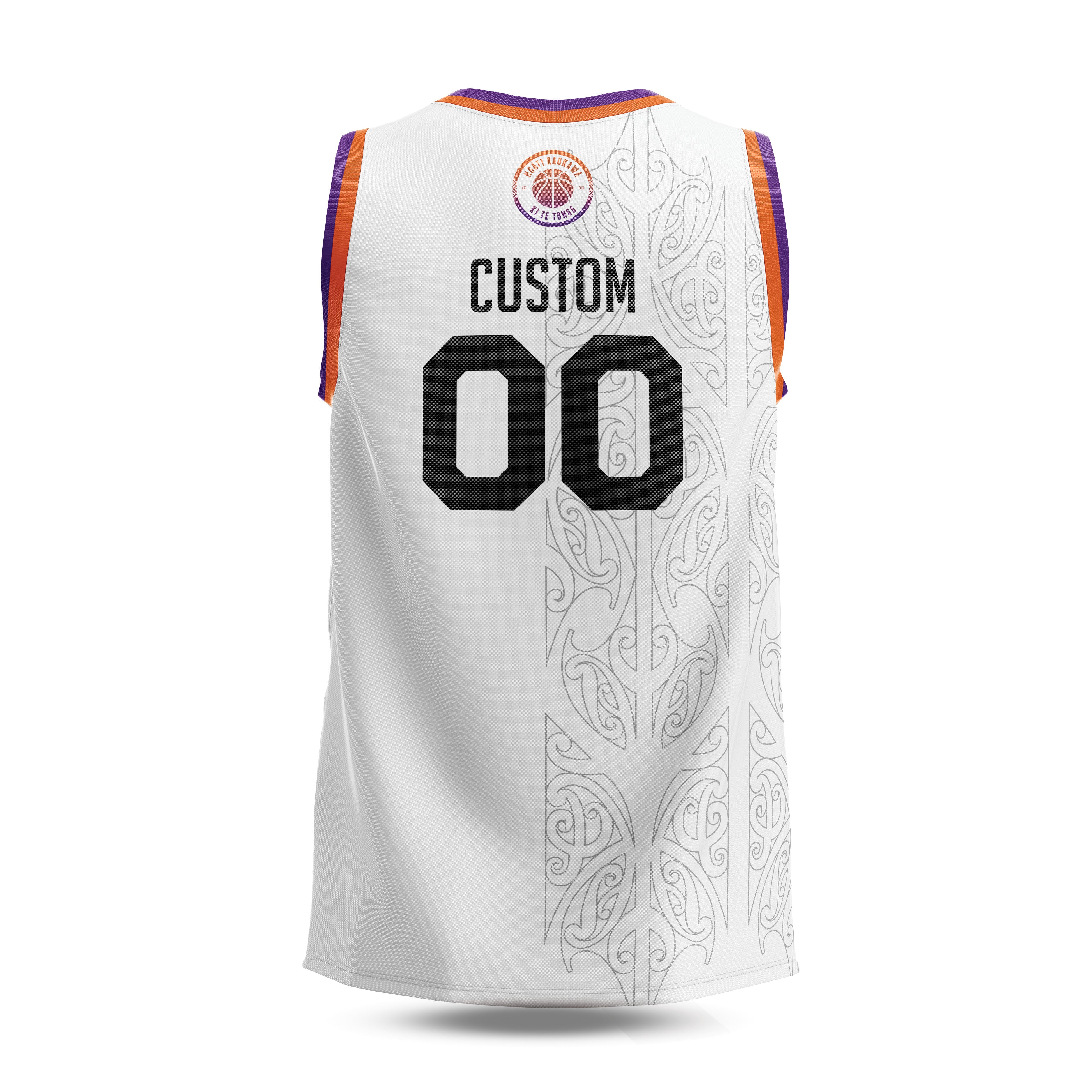 Back of white Raukawa singlet 