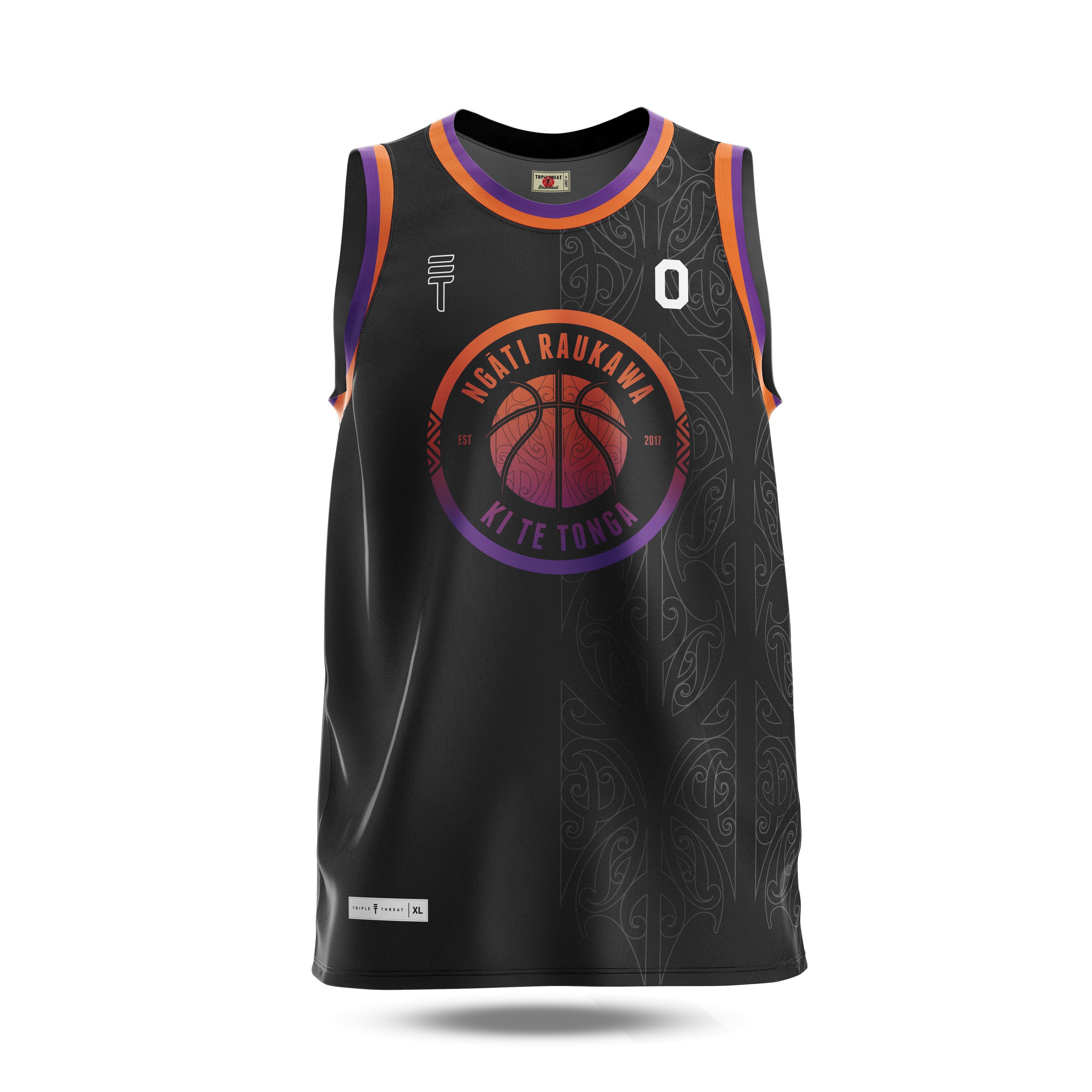 Front of reversible Raukawa singlet black side