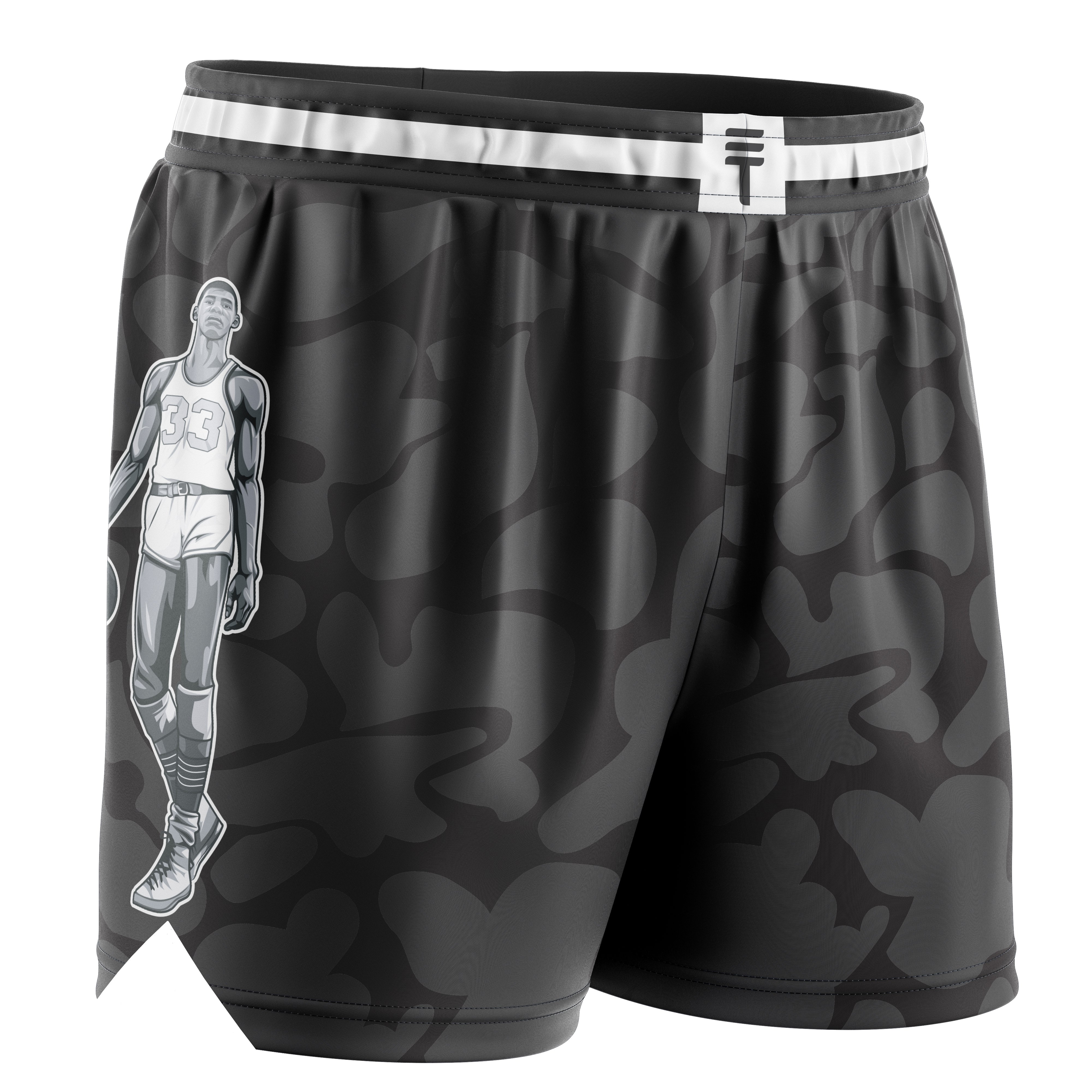 Kids black shorts with Kareem design