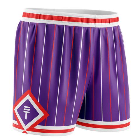 Pinstripe Shorts - Purple & Red