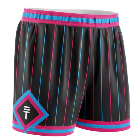 Kids Pinstripe Shorts - Pink & Blue