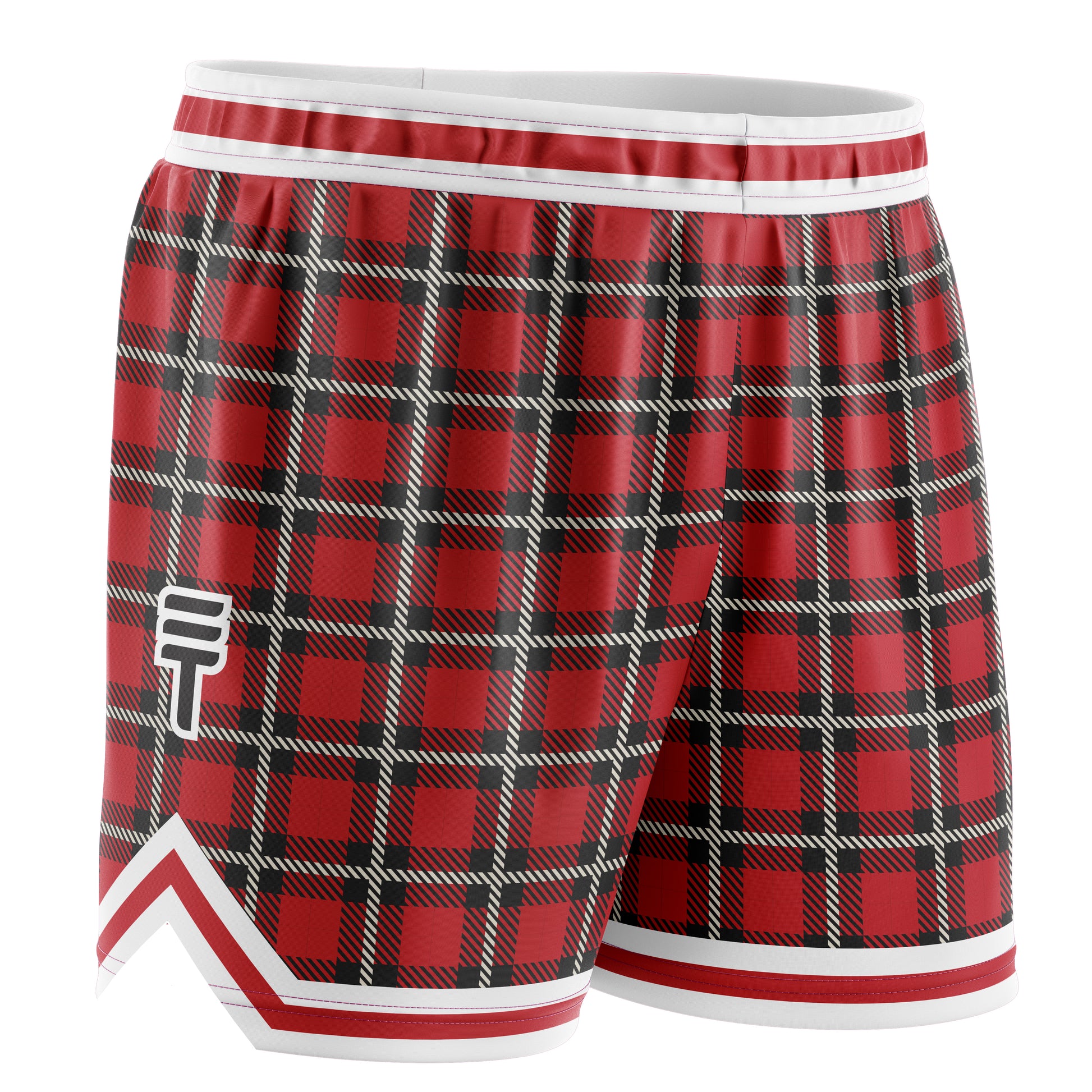 Red Black Plaid Basketball Shorts Triple Threat NZ