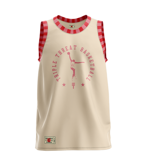 Kids The Player singlet - Cream & Red