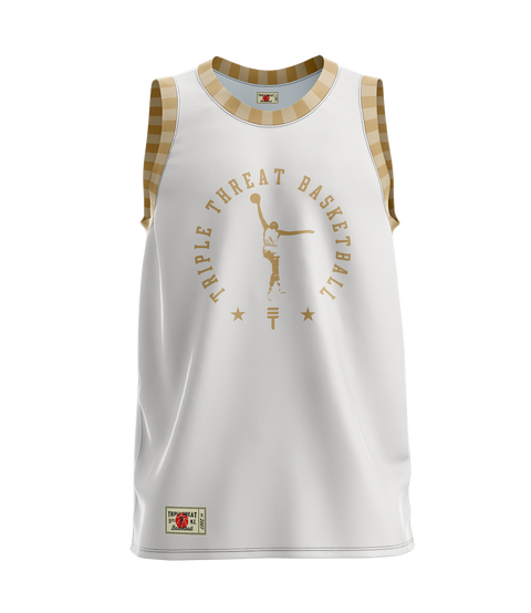 The Player singlet - White & Gold