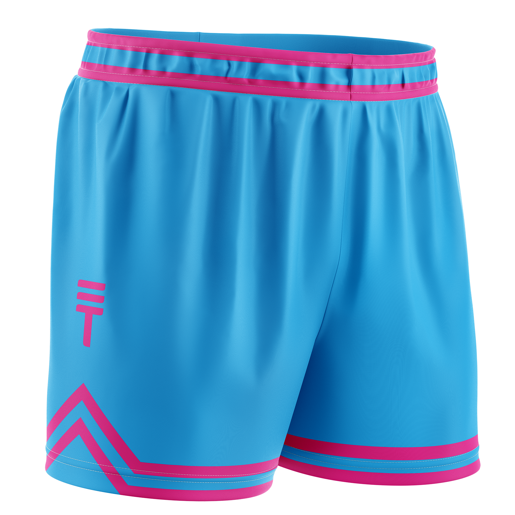 pink and blue kids basketball shorts
