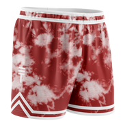 kids maroon and white tie dye basketball shorts