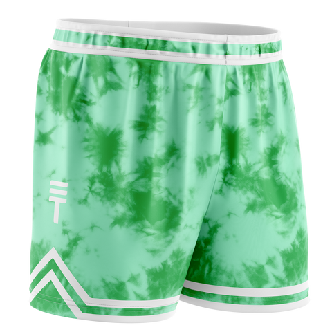 Kids Tie Dye Shorts - Mint & Green