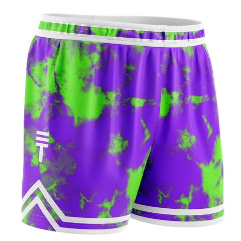 Kids Tie Dye Shorts - Purple & Green