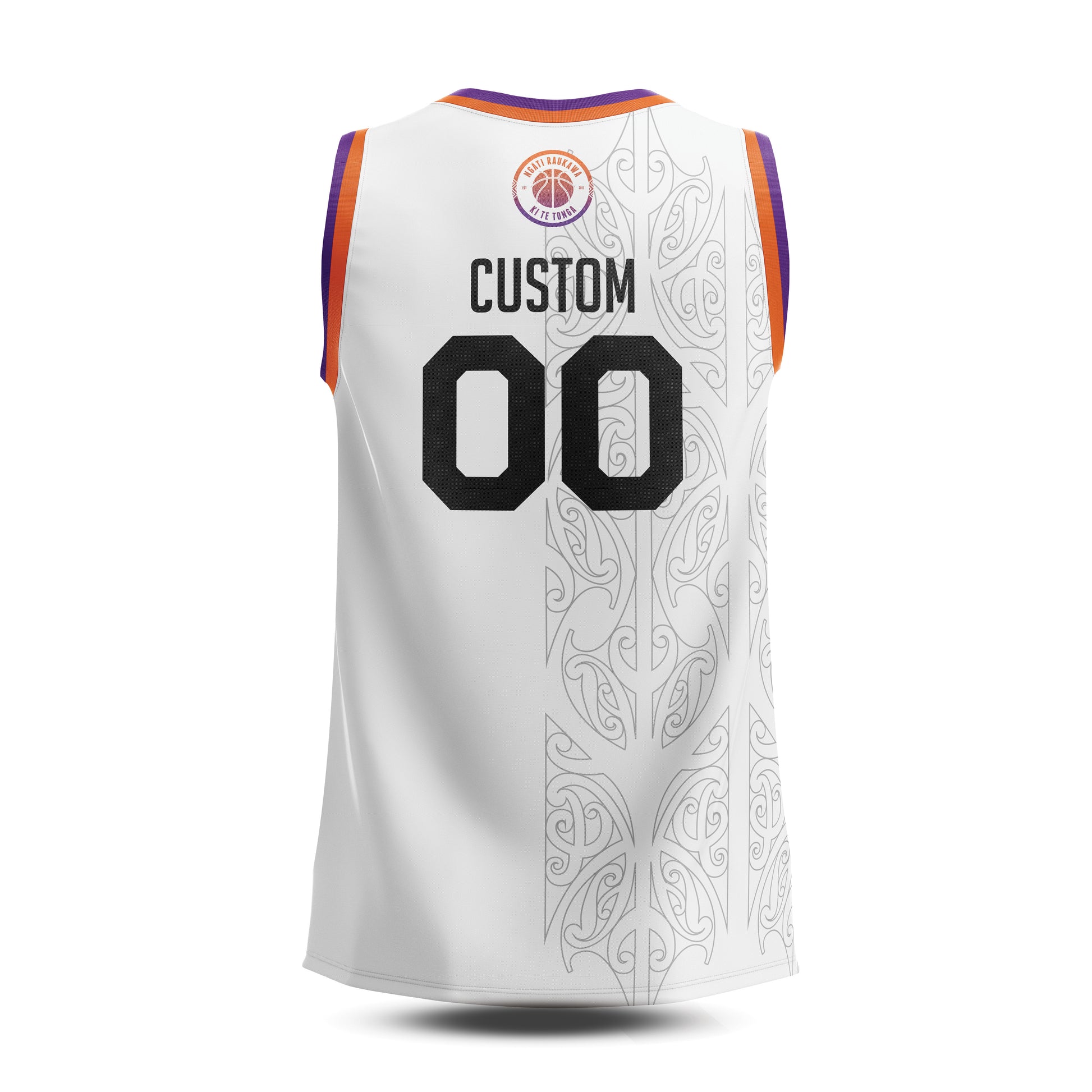 back view of white reversable side with the customizable number and name 
