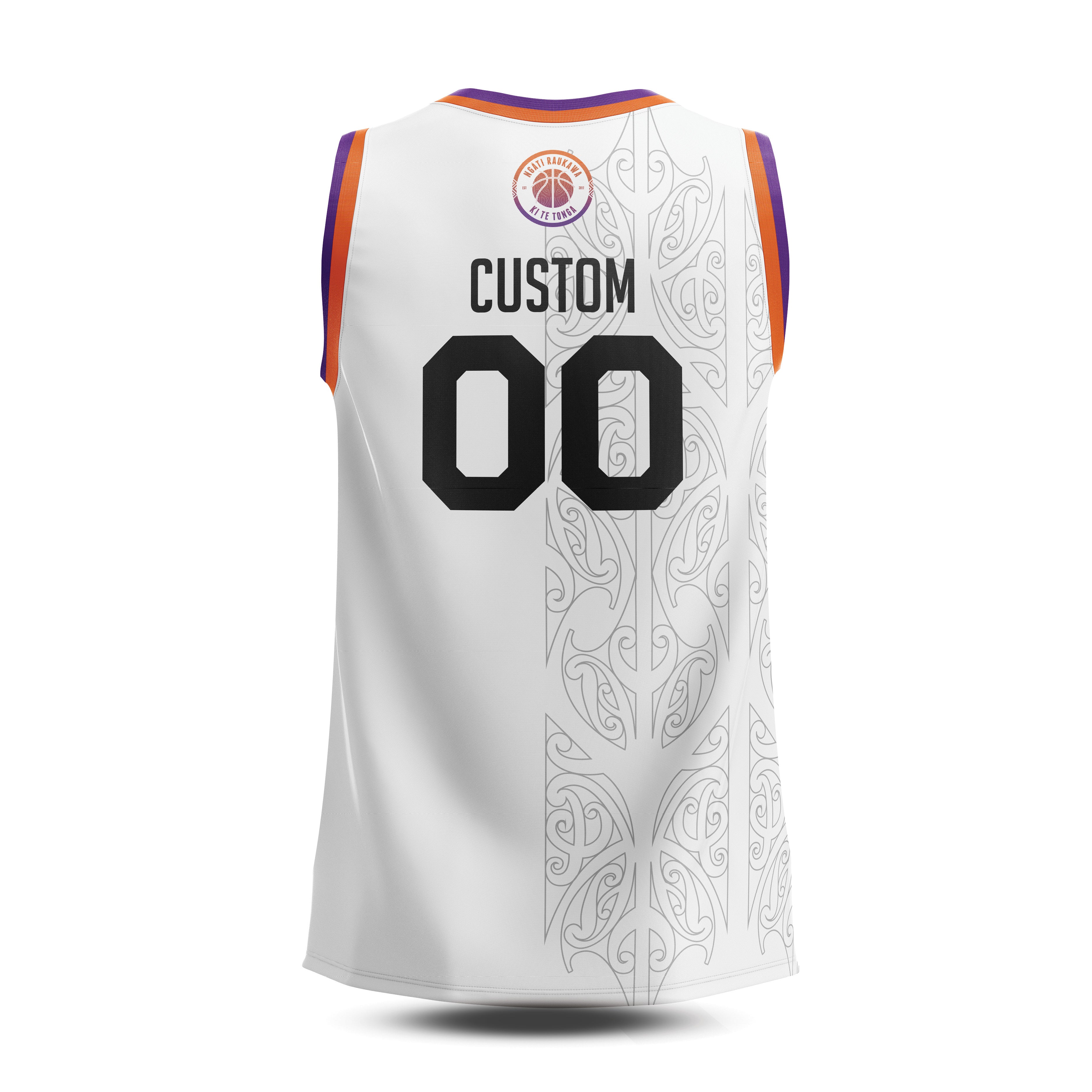 back view of white reversable side with the customizable number and name 